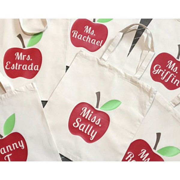 Personalised Teachers Tote Bag - Apple Design